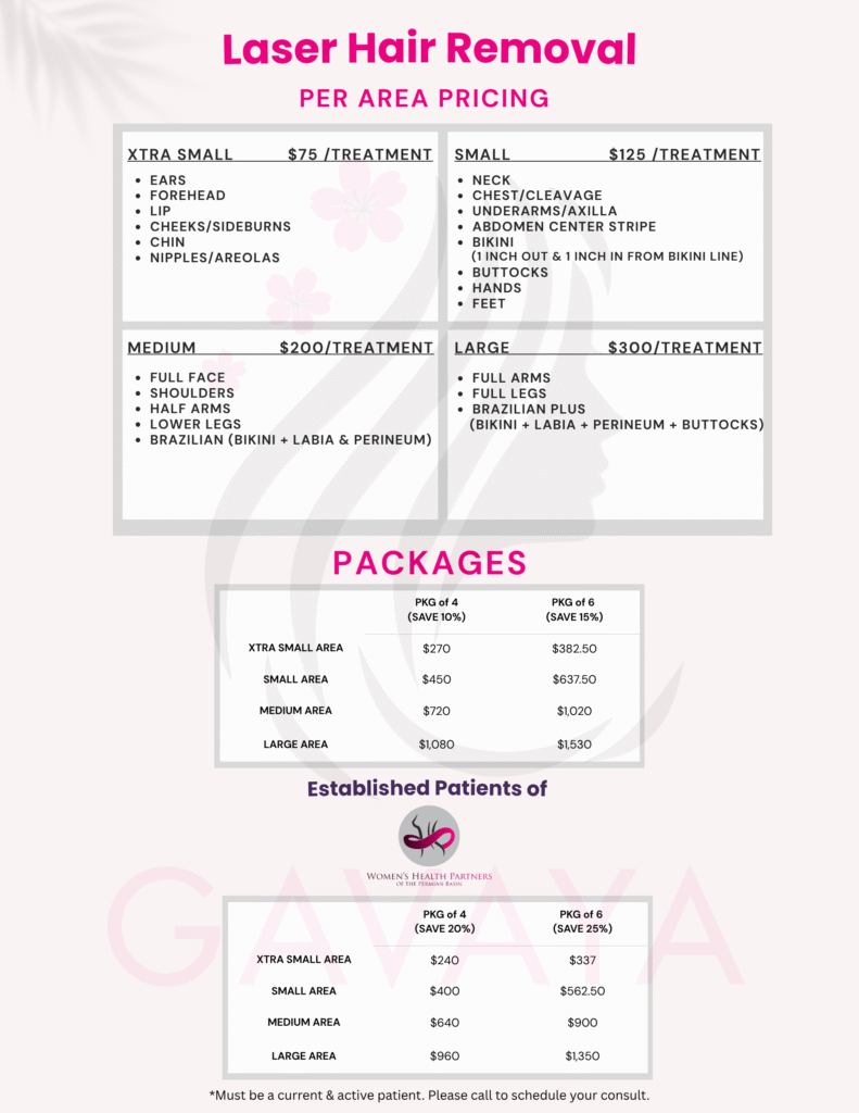 laser hair removal price list 2025